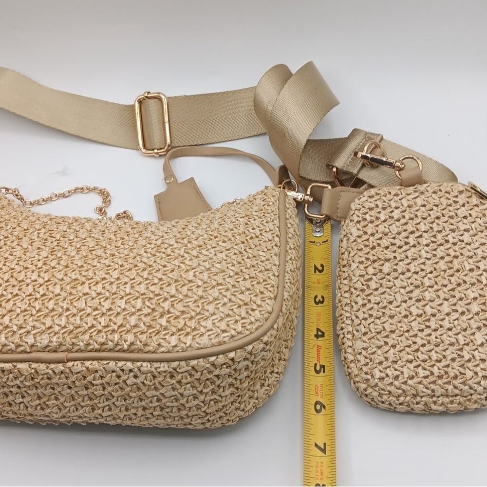 Urban Expressions Beige Woven Crossbody Bag Set - Picture 10 of 15